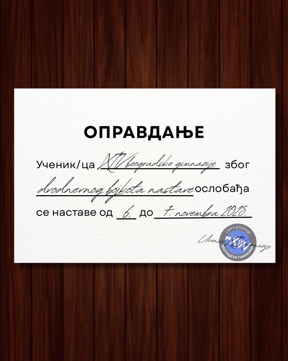 xivblokada's tweet photo. Šta se sve smatra opravdanjem? https://t.co/8EEqVHCJo5