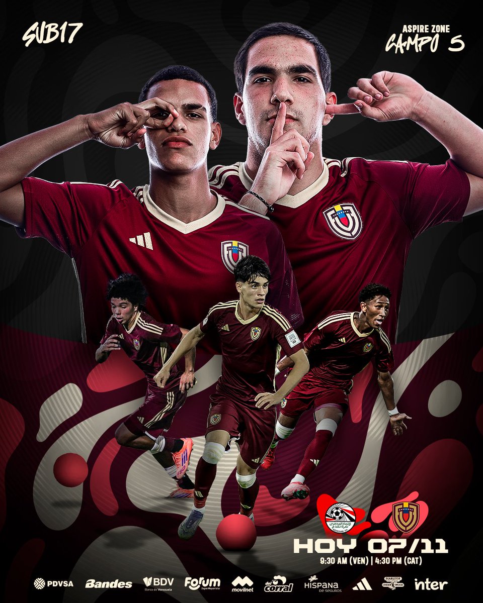 𝐇𝐎𝐘 𝐉𝐔𝐄𝐆𝐀 𝐋𝐀 𝐕𝐈𝐍𝐎𝐓𝐈𝐍𝐓𝐎 𝐒𝐔𝐁𝟏𝟕 🇻🇪

¡Nuevo 𝒓𝒆𝒕𝒐 en el <a href="/FIFAWorldCup/">FIFA World Cup</a>! 🔥

👊🏽 Egipto vs 𝑽𝒆𝒏𝒆𝒛𝒖𝒆𝒍𝒂
⌚️ 9:30 AM (VEN) | 4:30 PM (CAT)
🏟 Aspire Zone, Doha (Catar)
📺 <a href="/Canal_Televen/">Televen</a> / FIFA+
📻 <a href="/hotsports941/">HOT Sports 94.1 FM</a>

#U17WC #VinotintoSub17
