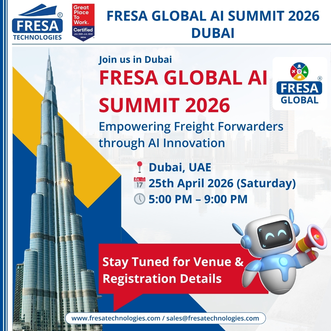 🚀 Exciting Announcement!

Join us in Dubai for the FRESA GLOBAL AI SUMMIT 2026. Stay tuned for venue and registration details! 

#FresaGlobalAISummit #AISummit2026 #DubaiEvents #FreightForwarders #Innovation #Logistics #AI #FresaGlobal