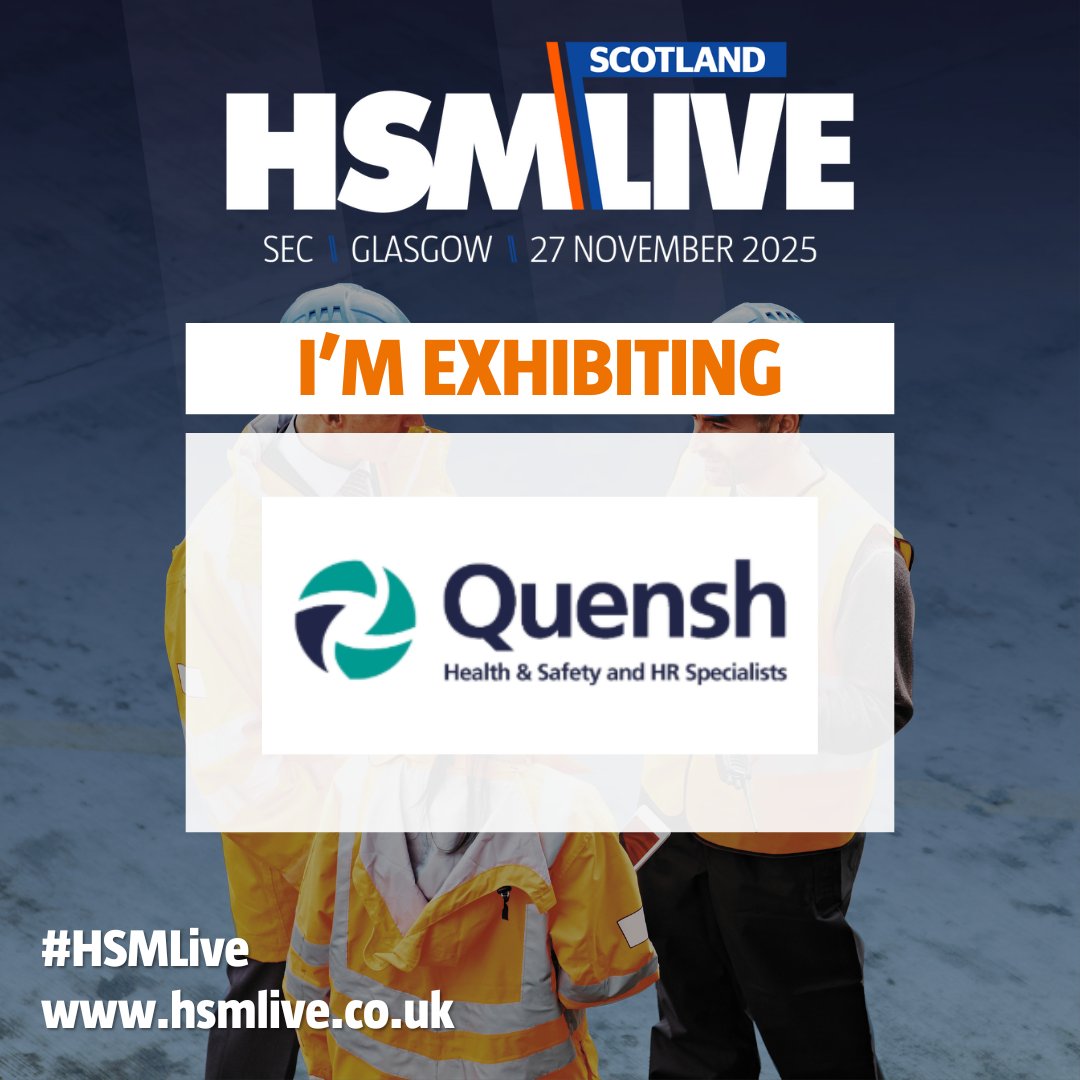 HSMmagazine's tweet image. 🌟 Exciting news! Quensh will exhibit at Health &amp;amp; Safety Matters Live Scotland on Nov 27, 2025, SEC Glasgow! Join 600+ delegates for networking &amp;amp; CPD seminars. 

👉 Register now: westernbusiness.eventscase.com/attendance/eve… 

#HSMlive #HealthAndSafety #NetworkingEvent