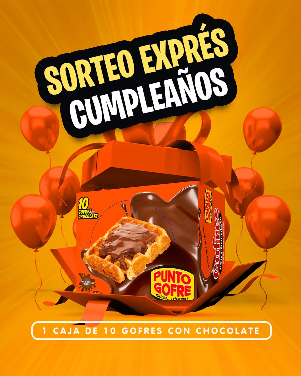 puntogofre's tweet image. ¡Tengo globitos!🥳Y lo celebro con vosotros con este SORTEO EXPRÉS:

¿Qué hacer para ganar 1 caja de gofres con chocolate?

🧡Dadle al FAV
🔁RT
🗨️Felicitadme en los comentarios
📎Etiquetad a un amigo para que me felicite

Mañana sacaré al ganador. Tenéis el día de hoy🍀¡Suerte!