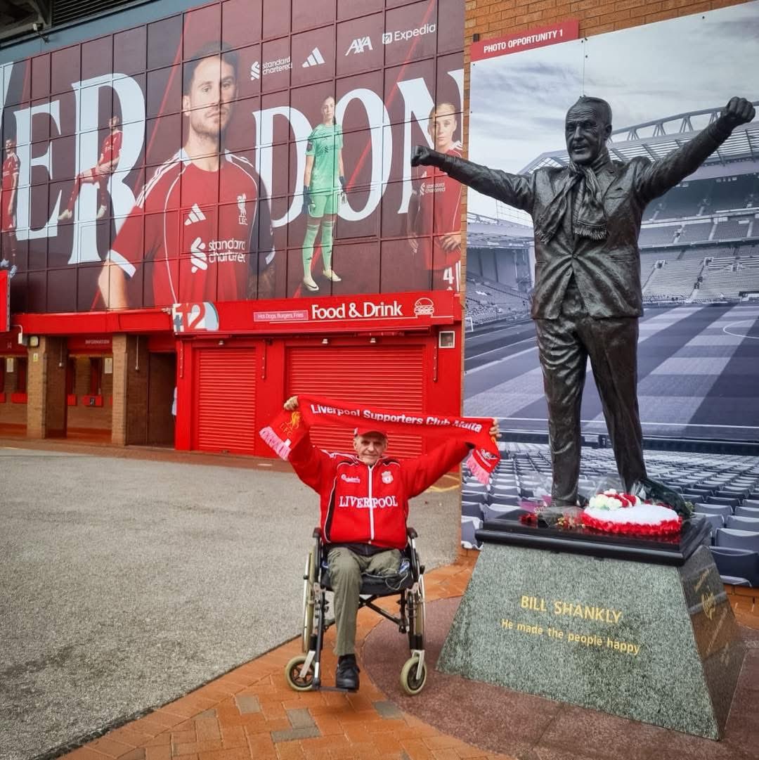 OlscMalta's tweet photo. ❤️ A lifelong dream came true!
Joseph Pace, a devoted Liverpool fan, experienced Anfield for the first time thanks to the support of  @LFC  &amp; Liverpool Supporters Club Malta 🇲🇹🙌
Football is family. Football is love.
#YNWA 🔴✨ #LFCFamily https://t.co/tzAEPtQiV2