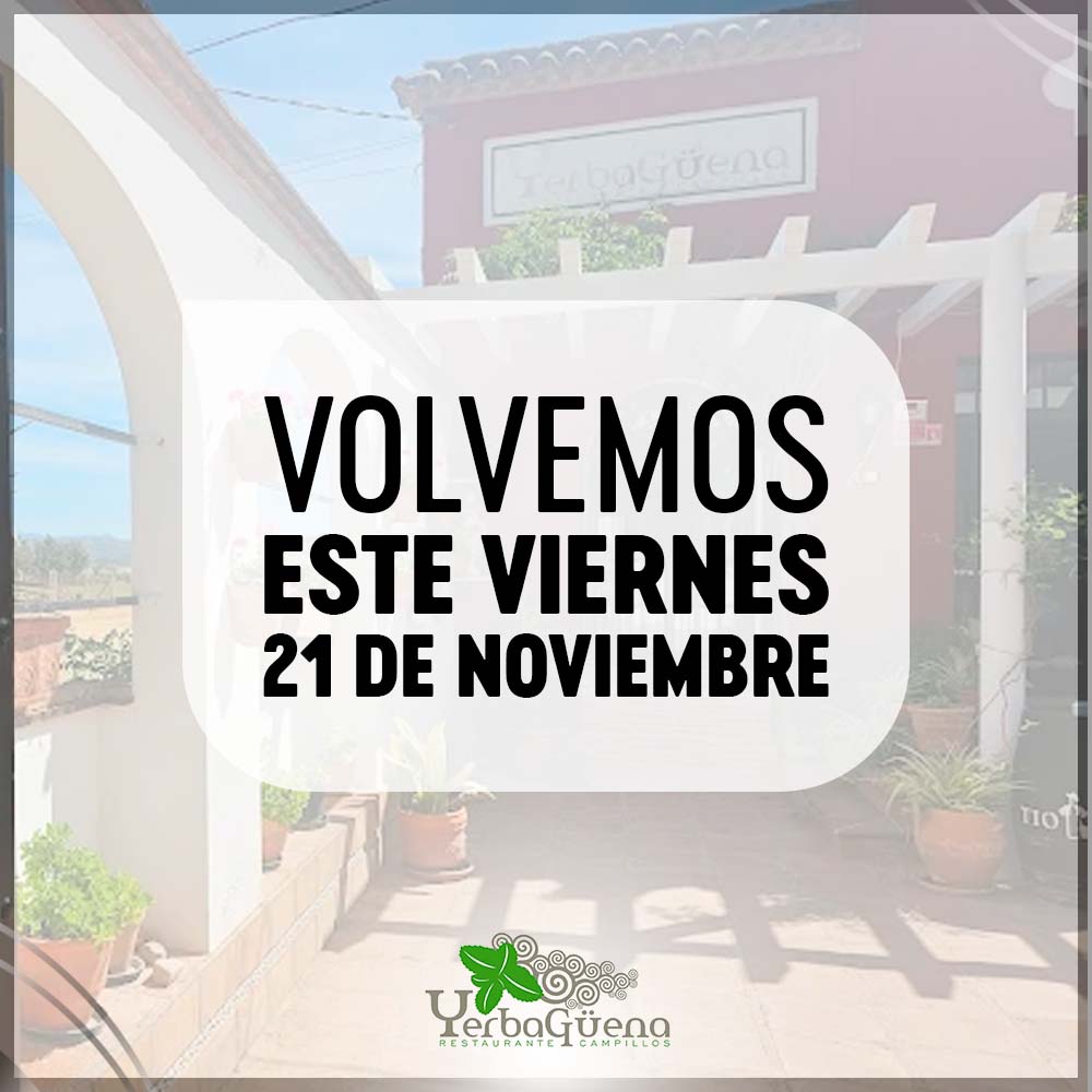 ✨ ¡Volvemos este viernes 21 de noviembre!

#Yerbagüena #RestauranteYerbagüena #Volvemos #AltaCocina #GastronomíaAndaluza #SaboresQueEnamoran #ExperienciaGastronómica #Campillos #NosVemosEnYerbagüena