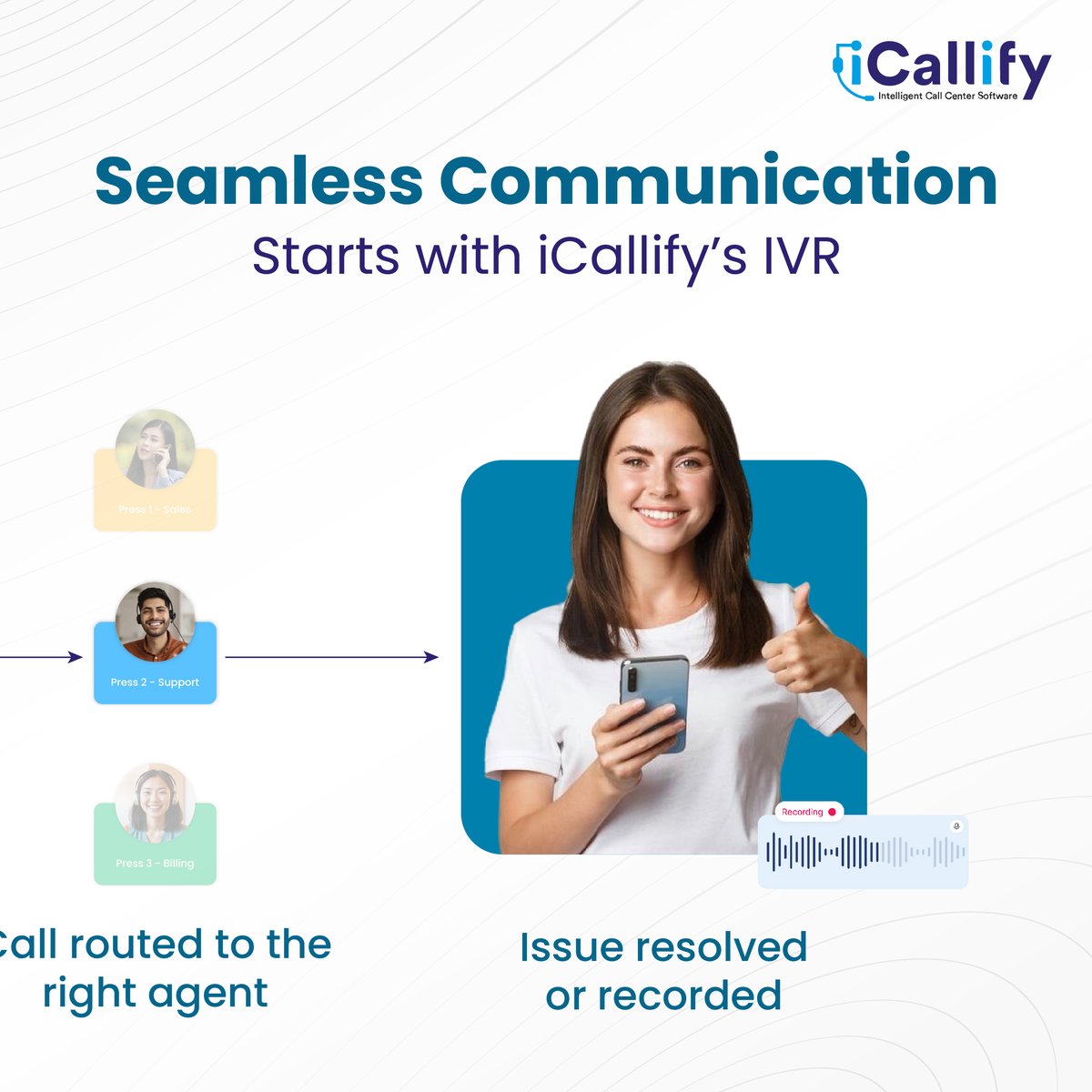 icallify's tweet image. Simplify Every Call with iCallify’s Smart IVR!

From greeting to resolution, our IVR system ensures every customer connects to the right agent effortlessly.

Visit Now: icallify.com/interactive-vo…

#IVRSystem #CallCenterSoftware #iCallify #CustomerExperience #UK #USA #SouthAfrica