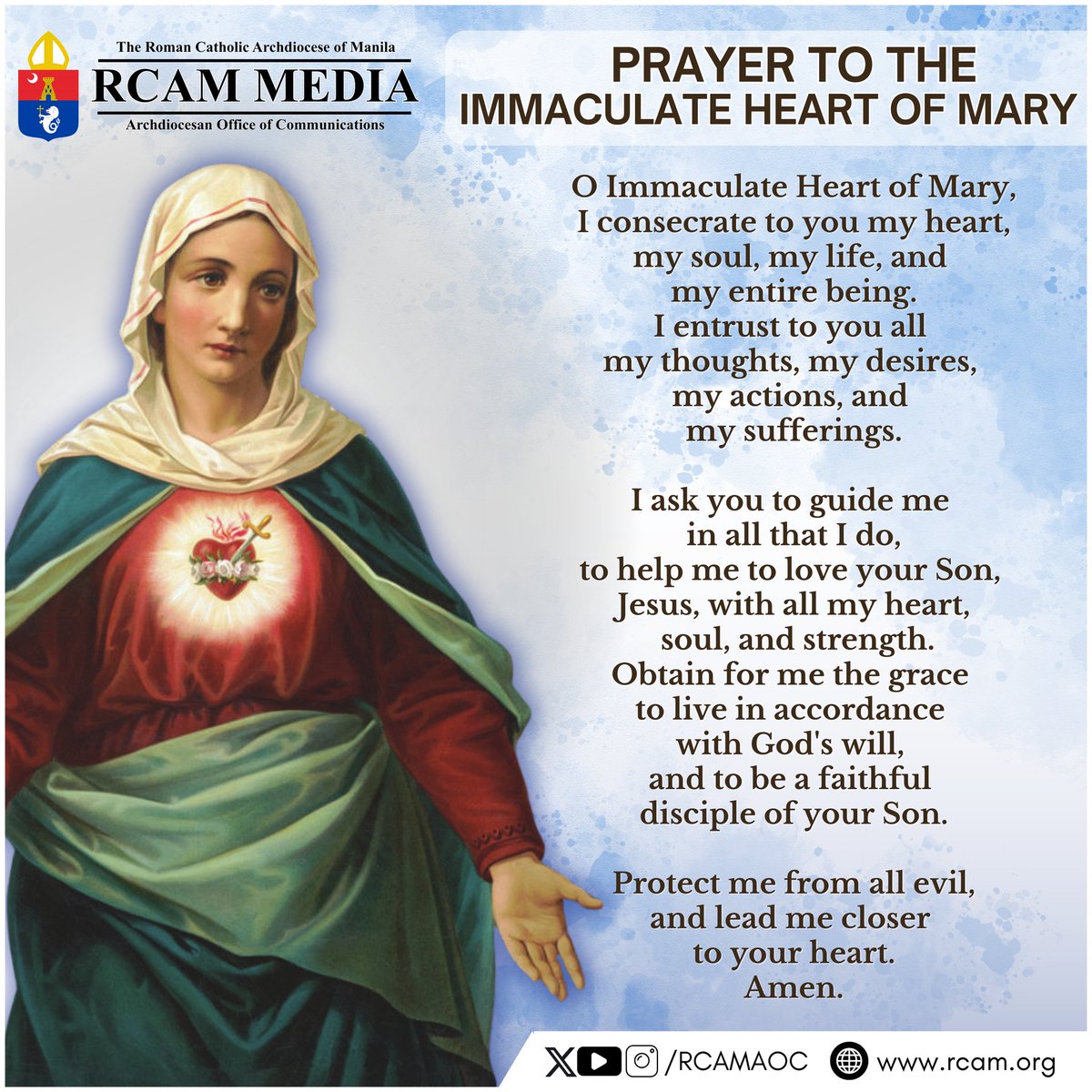 PRAYER TO THE IMMACULATE HEART OF MAY

#RCAMMedia
#TeamAOC
#ArchdioceseofManila
#WeAreManila
#ImmaculateHeartofMary