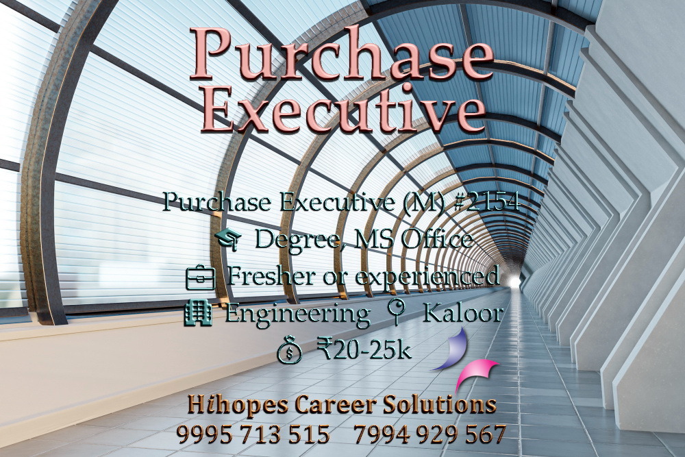 Hihopesin's tweet image. 🟢 Purchase Executive (M) #2154
🎓 Degree, MS Office, Communication skills
💼 Fresher or experienced
🏢 Engineering
📍 Kaloor
💰 ₹20-25k

Apply 👉 forms.gle/DFAcSqoMA693sD…

9895333269 9995713515 7994929567

𝐇𝒊𝐡𝐨𝐩𝐞𝐬
#hihopes #cochinjobs #purchaseexecutive #purchaseofficer