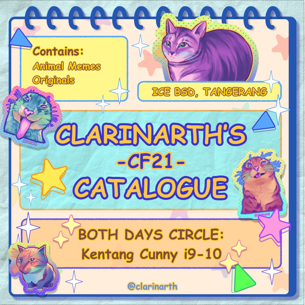 🔁&amp;❤️are really appreciated!

✨Clarinarth's OTS #CF21catalogue✨
⭕Circle : Kentang Cunny i9-10
📍ICE BSD, BOTH DAYS 
🎨Animals Meme, Original 

#comifuro21 #C21catalogue #CF21
(1/4)