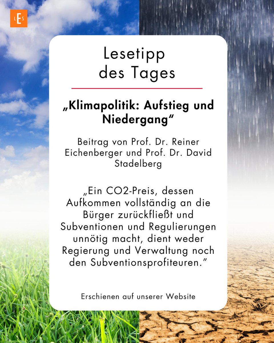 Lesetipp:🌍 Warum scheitert die Klimapolitik?

Eine neue Analyse der Ökonomen Prof. Dr. Reiner Eichenberger und Prof. Dr. David Stadelbergzeigt: Trotz milliardenschwerer Investitionen steigen die globalen Emissionen weiter. Statt effektiver Maßnahmen dominieren Symbolpolitik und
