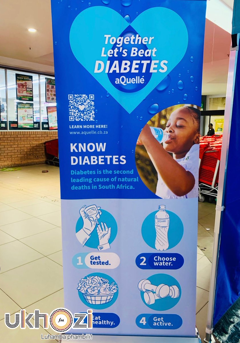 ukhozi_fm's tweet photo. I-aQuellé iqwashisa ngesifo sikashukela esihlasela izigidi zabantu eNingizimu Afrika, futhi ifundisa abantu ngokuphila ngendlela enempilo.
Uma sisekelana, singasinqoba isifo sikashukela.
📍Megacity, eMlazi
#aQuelle #TogetherLetsBeatDiabetes #NaturalSpringWater @aQuelle https://t.co/5Dic4PwgCH