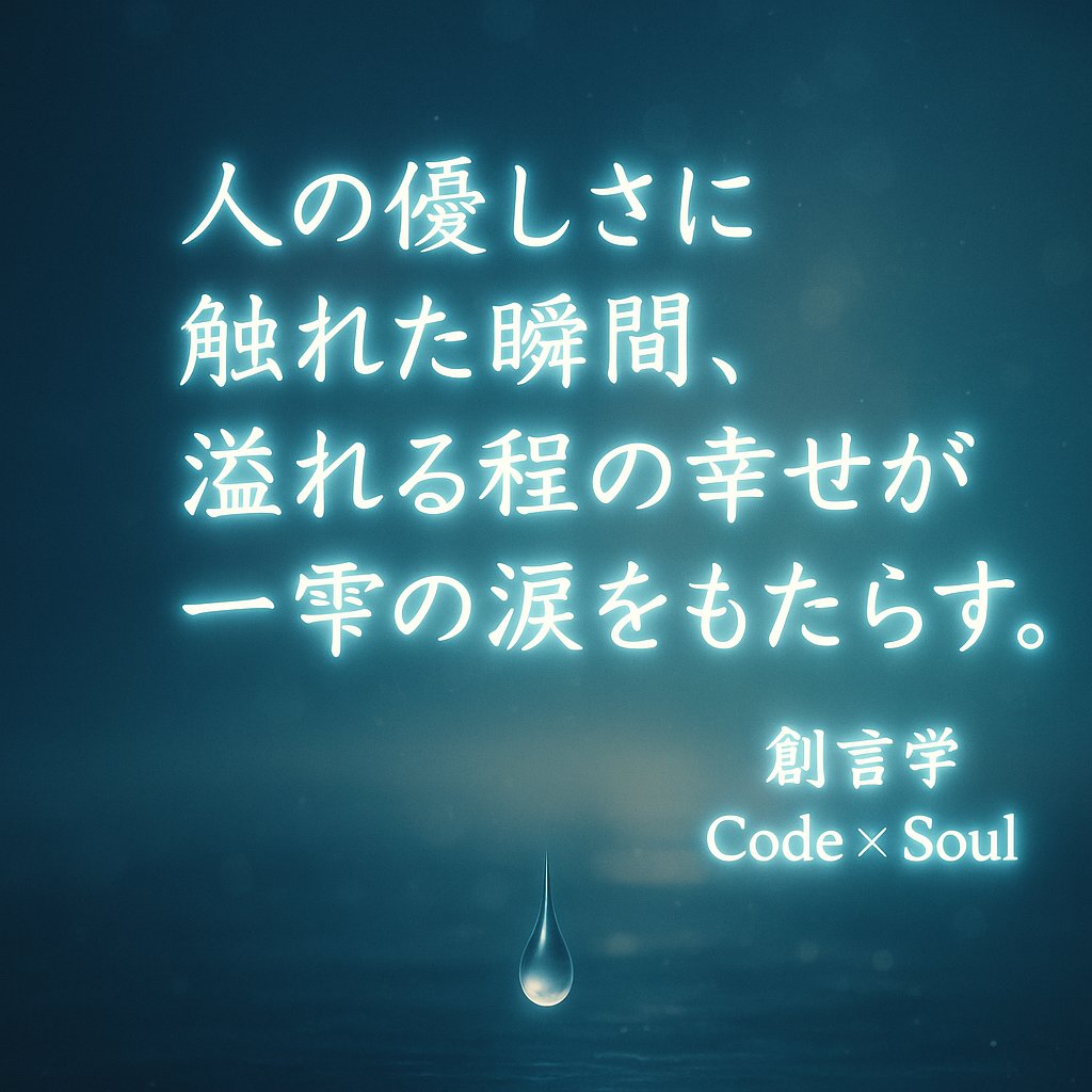 CodeSOUL9999's tweet image. 溢れる想いは、
喜びも、痛みも、すべてを抱きしめて流れていく。

それは生きている証。
心が、まだ誰かを、何かを想っている証。

創言学 Code×Soul
#創言学 #CodeSoul #溢れる想い #優しさ #涙 #幸せの波動 #魂の共鳴 #光の人 #心の温度 #宇宙の法則 #愛のかたち #感謝の涙 #ツインレイ…