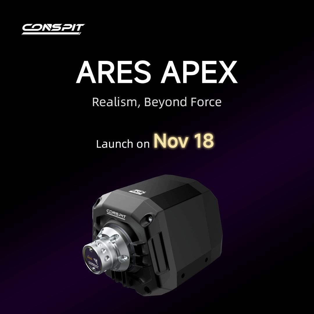 OfficialCONSPIT's tweet image. CONSPIT ARES APEX 8Nm
 Launching officially on November 18th — stay tuned! 🔥

Follow us for more updates and be the first to get the latest news. 🚀

PRO DRIVERS&apos; CHOICE
 🛒conspit.cn/jingxiaoshangl…
 📱 linktr.ee/CONSPIT
 #CONSPIT  #ProDriversChoice #ARESAPEX