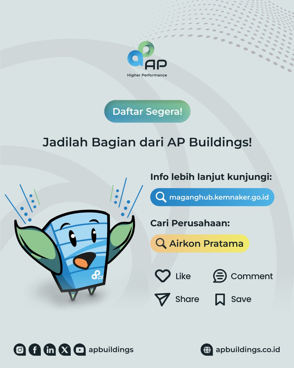 apbuildings's tweet image. Hi #APFriends!

Batch 2 Program Pemagangan Nasional telah resmi dibuka.

Ini waktunya untuk #APFriends bergabung dan berkontribusi langsung dalam dunia kerja bersama dengan AP Buildings. Pastikan #APFriends telah memenuhi kriteria sebagai peserta dalam program ini, ya….