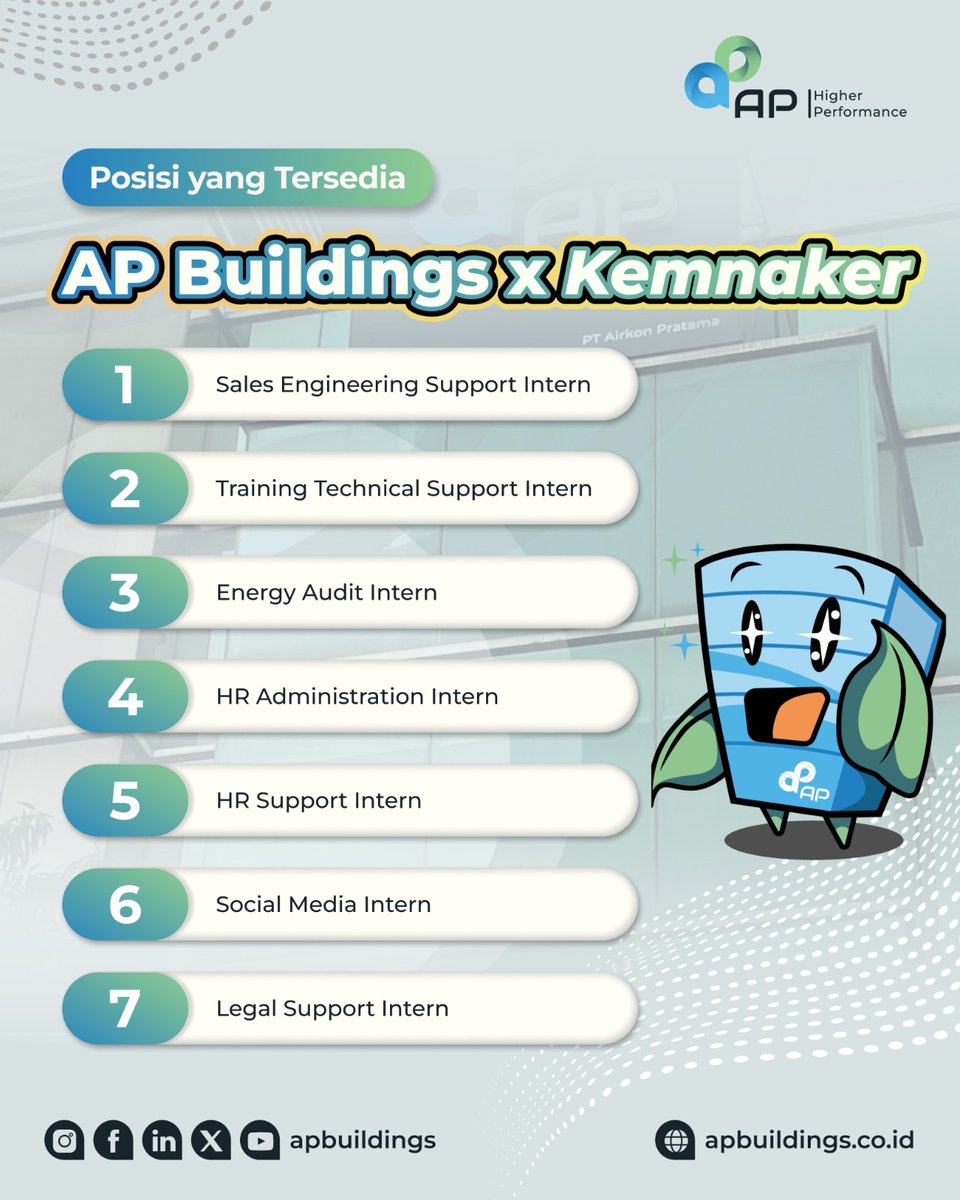 apbuildings's tweet image. Hi #APFriends!

Batch 2 Program Pemagangan Nasional telah resmi dibuka.

Ini waktunya untuk #APFriends bergabung dan berkontribusi langsung dalam dunia kerja bersama dengan AP Buildings. Pastikan #APFriends telah memenuhi kriteria sebagai peserta dalam program ini, ya….