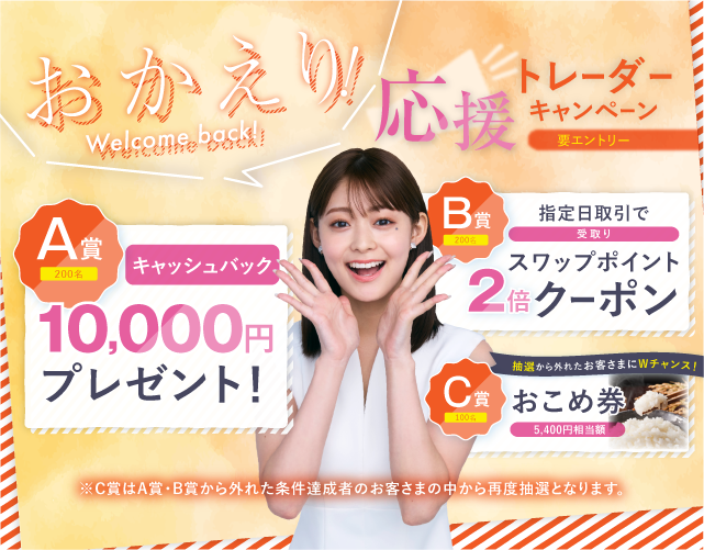 📣お取引から遠ざかっていたお客さまへ
再スタートを後押しする豪華賞品を抽選で
🌟500名さまにプレゼント！🌟

対象のお客さま：最終取引日が2024年11月1日5時30分以前の方
対象通貨：全通貨

👇キャンペーン詳細はこちら👇
sbifxt.co.jp/campaign/trade… 
#為替 #FX #SBIFXトレード #資産運用