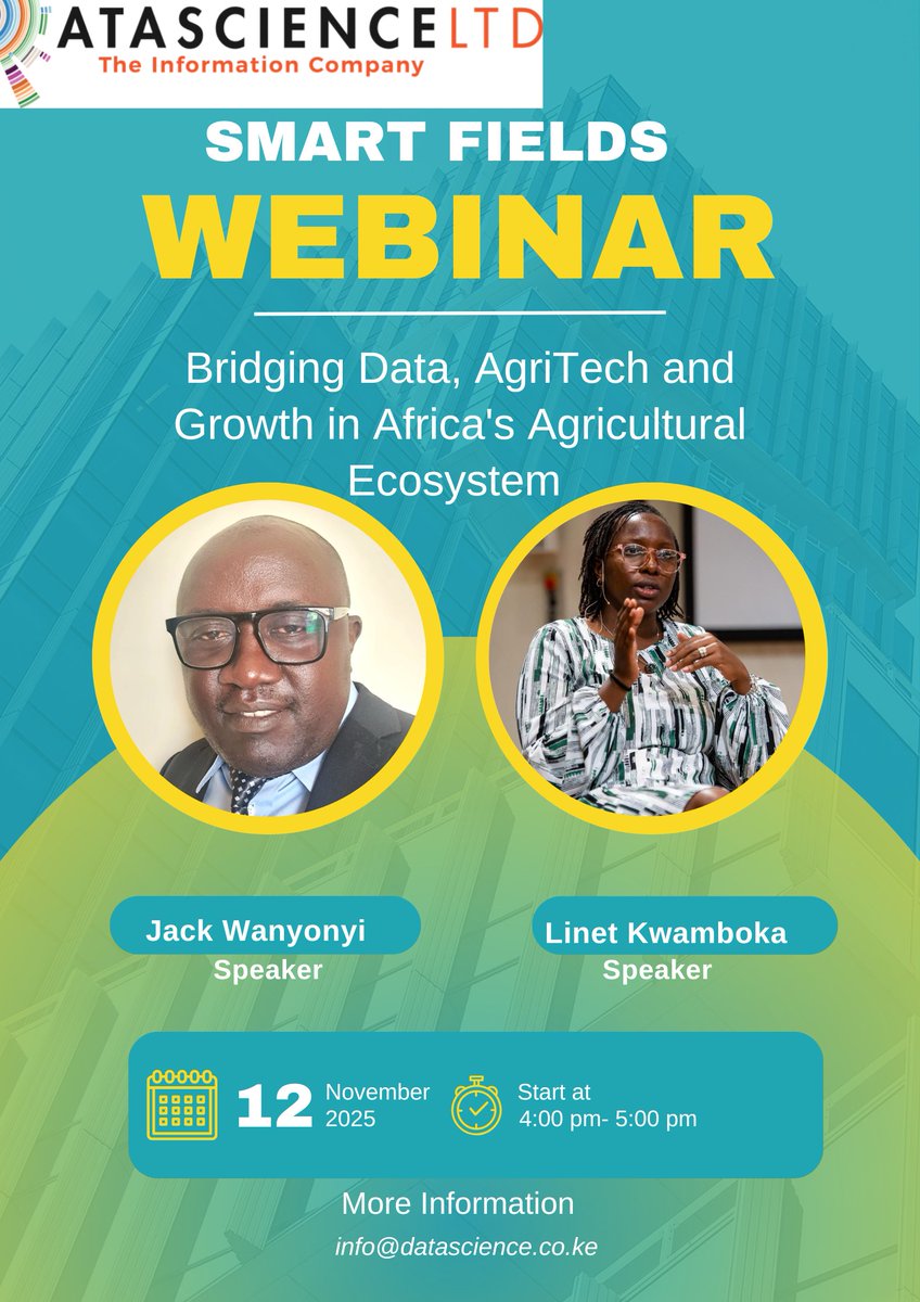 Join experts like Linet Kwamboka &amp; Jack Wanyonyi as we explore how data and AgriTech are shaping Africa’s agricultural future.

🔗 Register now to be part of the change!: forms.gle/9C1MPQJwRMdNvt…

#AgriTech #InnovationInAction