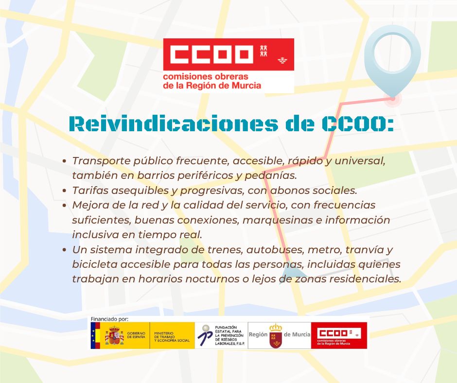 Lo que las Comisiones exigen para que llegues relajada y segura al trabajo.  

#PlanDeMovilidad
#CCOOseMueve, muévete con nosotras.