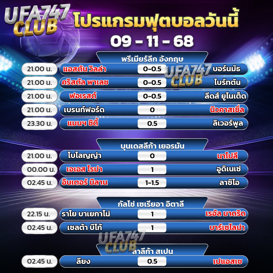 Honglarb's tweet photo. 📷โปรแกรมวันนี้ 09 พฤศจิกายน 2568
ดูบอลสดวันนี้ ที่ https://t.co/mvw6wCmkfE
.
.
.
#โปรแกรมบอลวันนี้ #Warpballsod #BALL24 #Dooballfree24 #ดูบอลสด #ลิ้งดูบอล #ดูบอลฟรี #GuRuTded #ดูบอลออนไลน์ #ดูบอลฟรี #ราคาบอล #ufa747club #ufa747 #ufabet747 #ยูฟ่า747 #ufabet #ยูฟ่าเบท https://t.co/PvEpMD4xaN