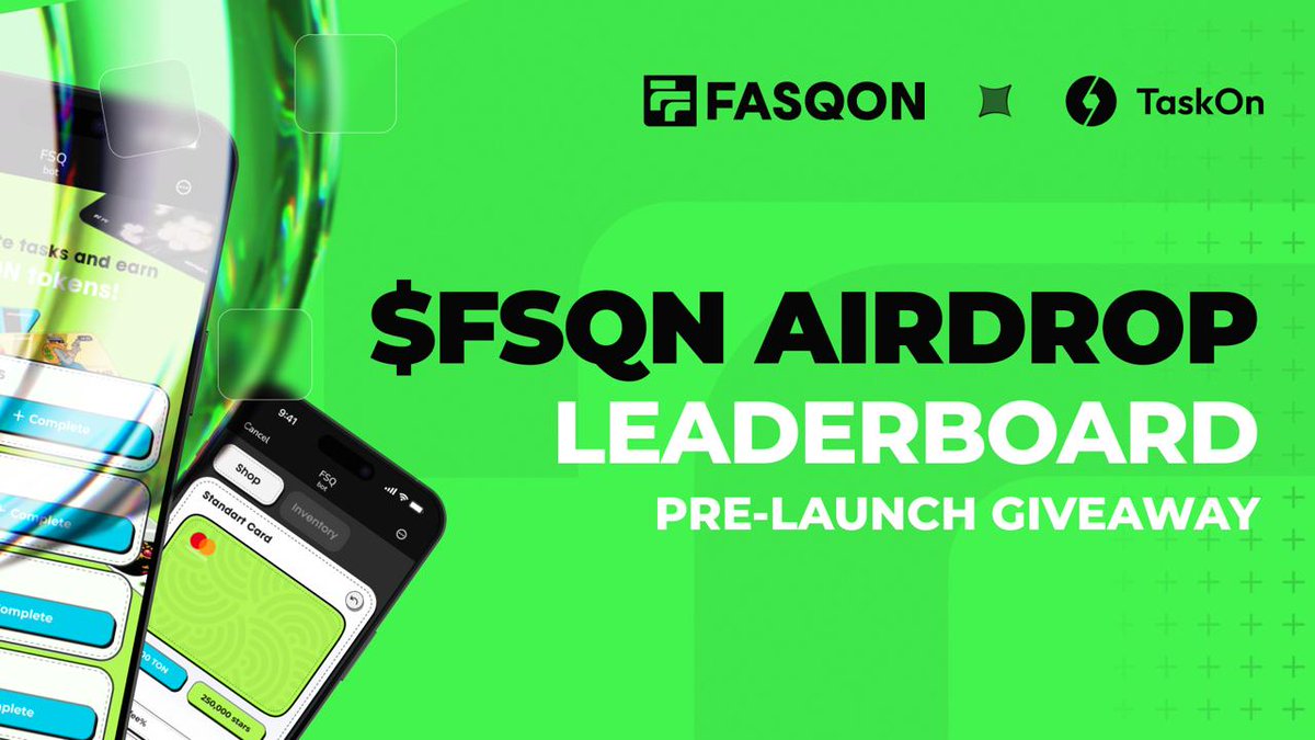 fasqon's tweet image. Fasqon Airdrop  Leaderboard Legends — it’s your time to earn! 🏆

💬 Want to secure your spot in the upcoming $FSQN Airdrop? 

Join the Fasqon Leaderboard and start completing missions that help grow the community while stacking rewards that convert directly into $FSQN tokens!…