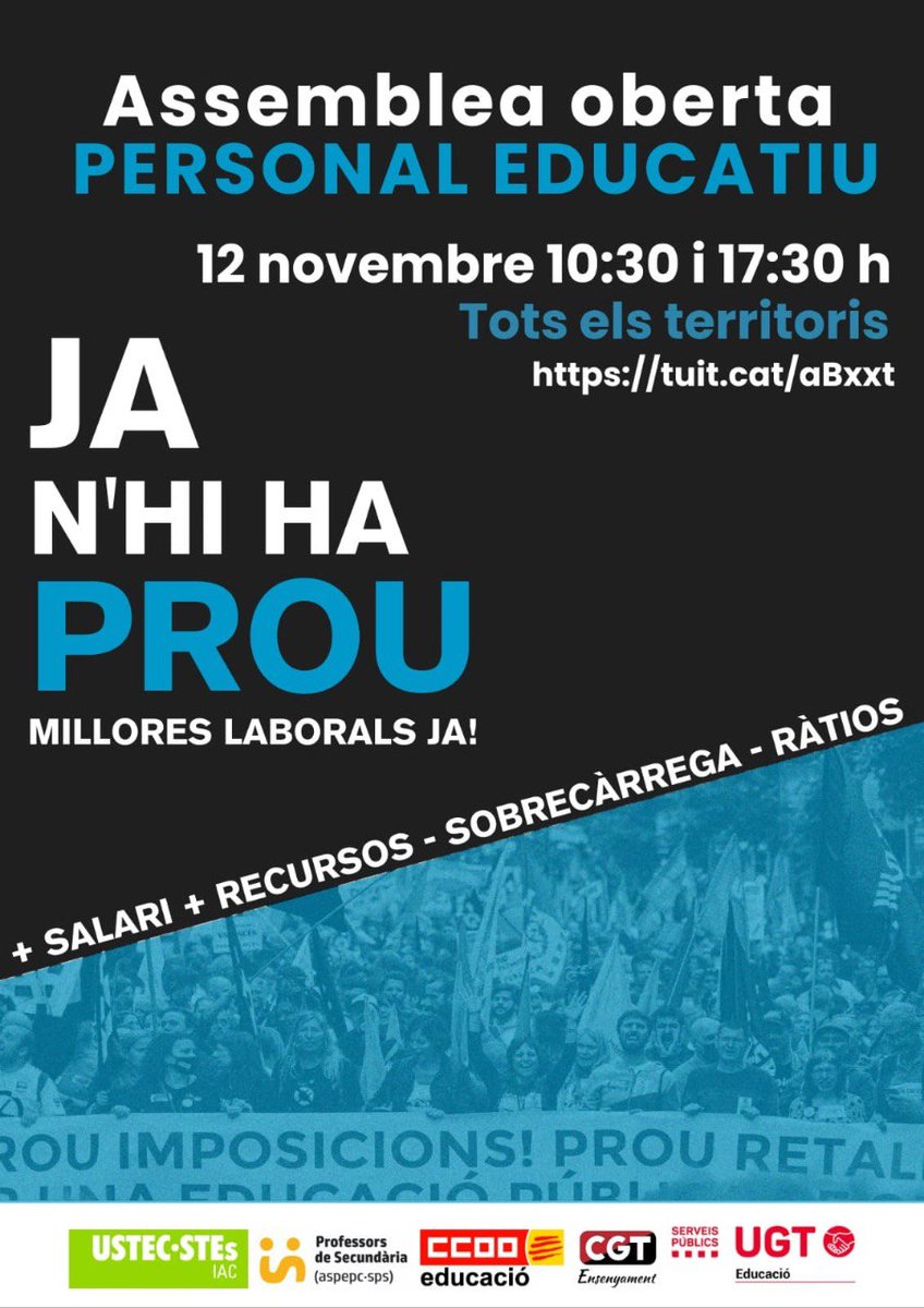 Assemblea telemàtica

📅 12 de novembre
🕐 10.30 h i 17.30 h
🔗 tuit.cat/aBxxt