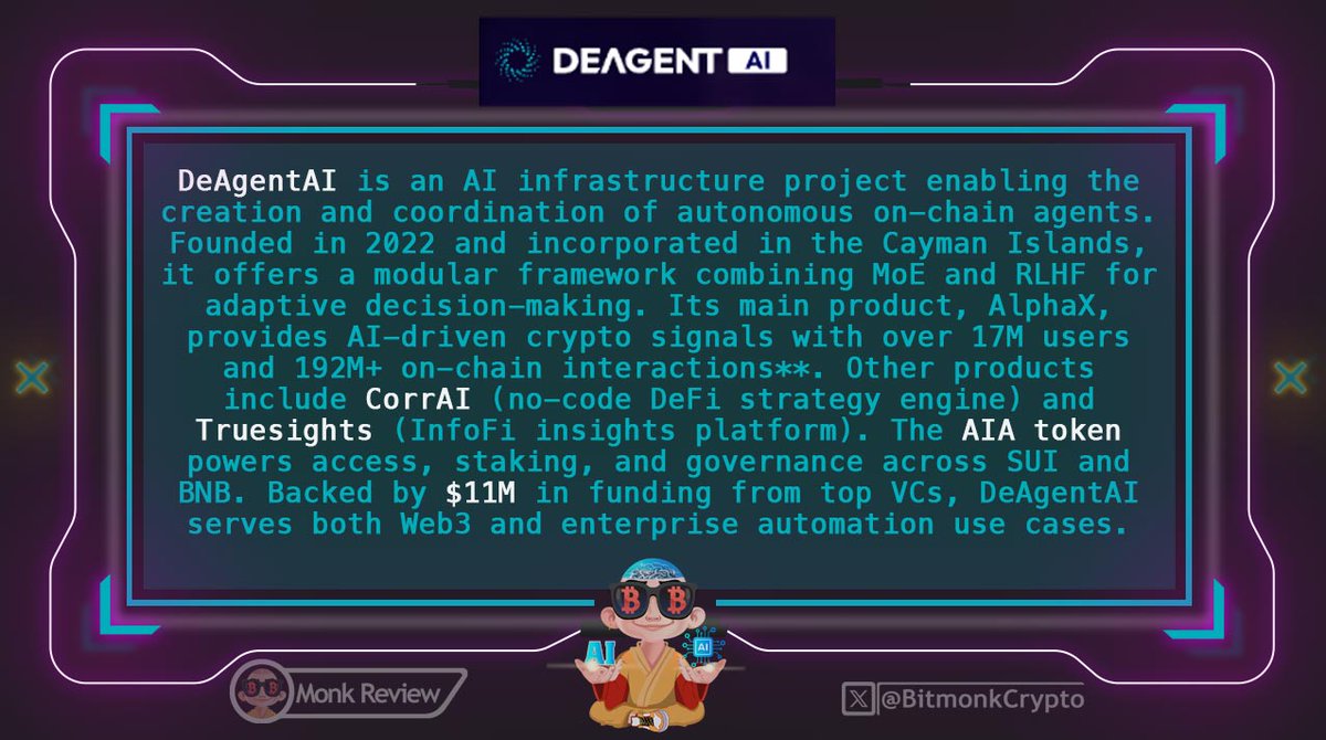 BitmonkCrypto's tweet image. While the market bleeds, @DeAgentAI stands strong - $AIA continues to grow through innovation, partnerships, and community strength, proving real builders thrive even in tough times.

Exploring DeAgentAI – The Frontier of Autonomous AI Agents in Web3 ↴

If you&apos;re into AI x…