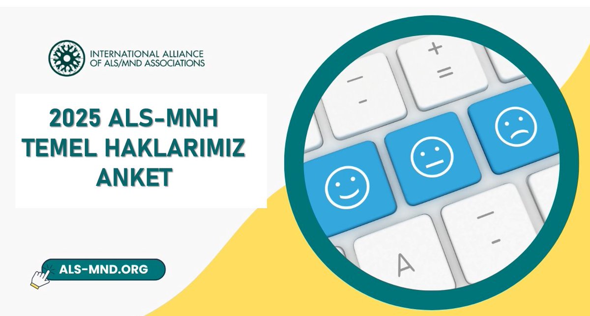 2025 Temel Haklar Anketi'ni tamamlayıp paylaştınız mı? Bu ankete kimler katılabilir?
* ALS HASTALARI
* ALS HASTALARINA BAKIM VERENLER (AİLE BİREYİ VEYA ÜCRETLİ BAKIM VERENLER)
* GENETIK ALS TANISI ALAN HASTALARIN KAN BAĞI OLAN YAKINLARI
survey.alchemer-ca.com/s3/50360855/AL…