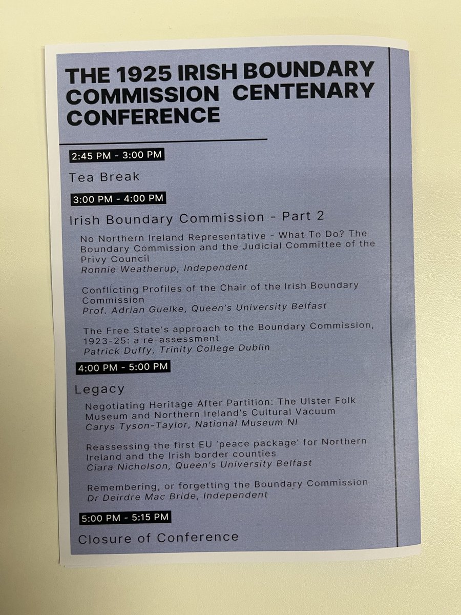 1925IBC100's tweet photo. Our programme of the day, showing a great display of academic research in Irish history https://t.co/MJjlpEZI8d
