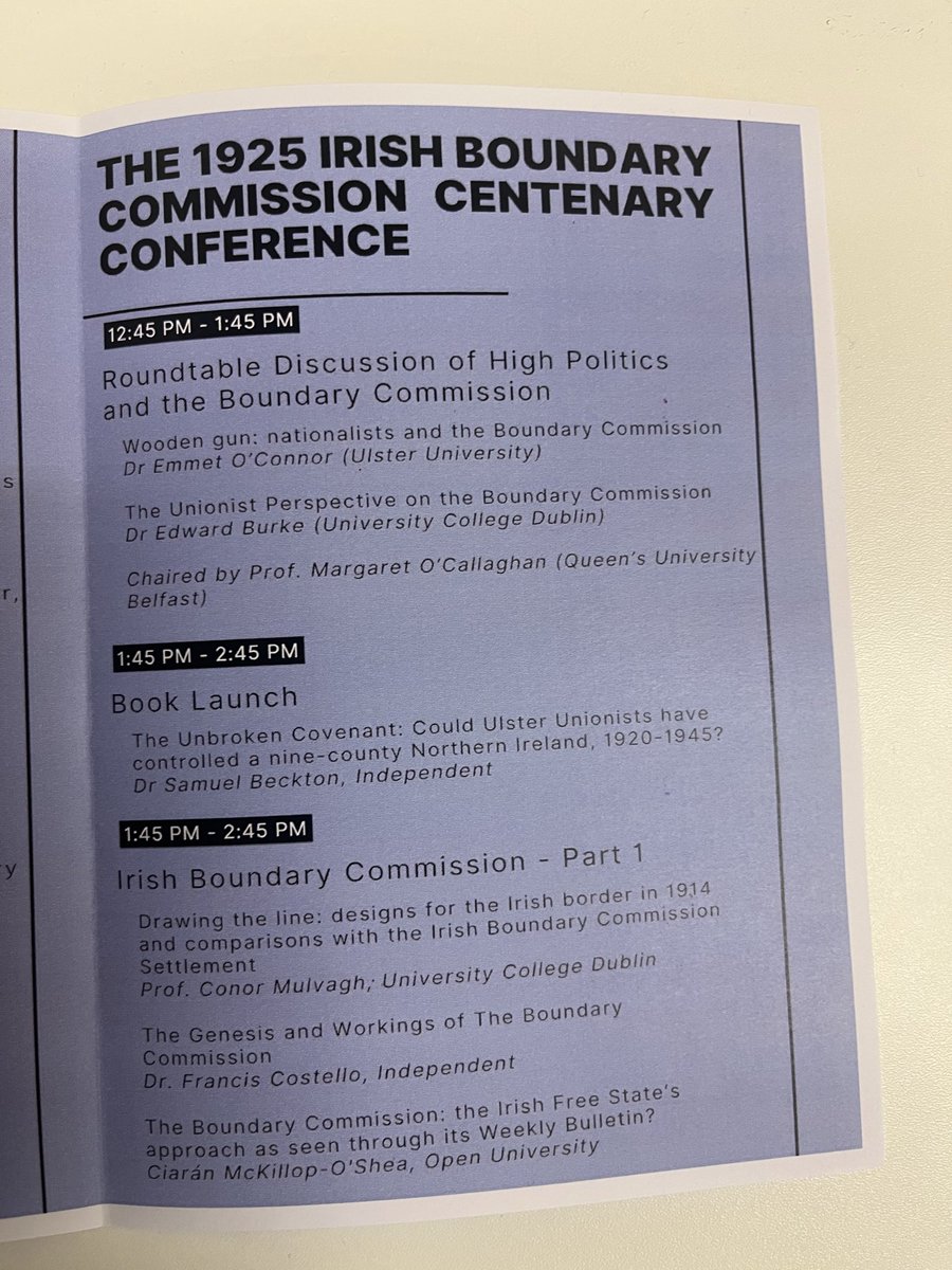 1925IBC100's tweet photo. Our programme of the day, showing a great display of academic research in Irish history https://t.co/MJjlpEZI8d