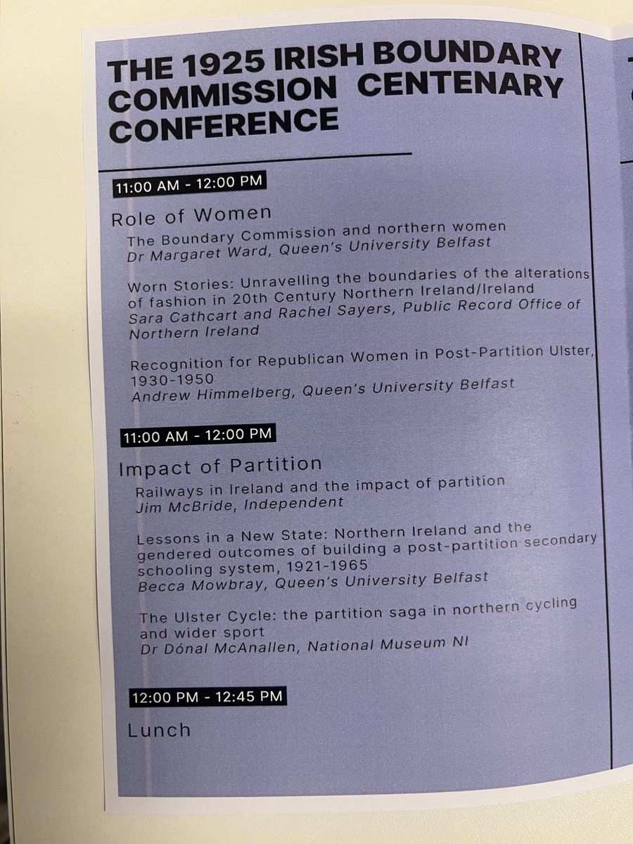 1925IBC100's tweet photo. Our programme of the day, showing a great display of academic research in Irish history https://t.co/MJjlpEZI8d