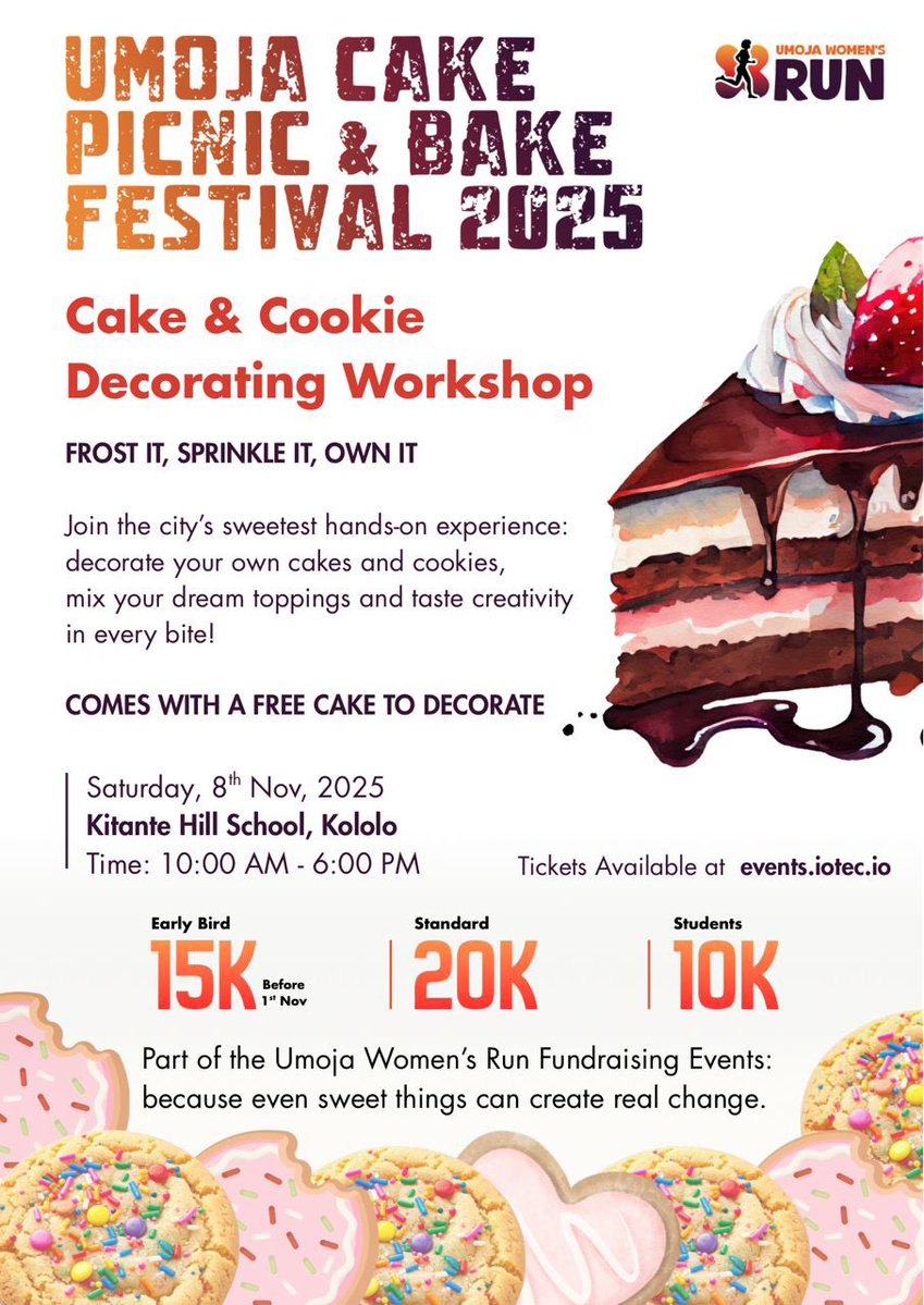 🍰 Weekend Reminder! The Umoja Cake Picnic &amp; Bake Festival 2025 is happening this Saturday, 8th Nov at Kitante Hill School, Kololo. Join the Workshop and add a sprinkle of sweetness to the Umoja Women’s Run fundraising efforts! See you there #RuleOfLawClub #UmojaWomensRun #ENDGBV
