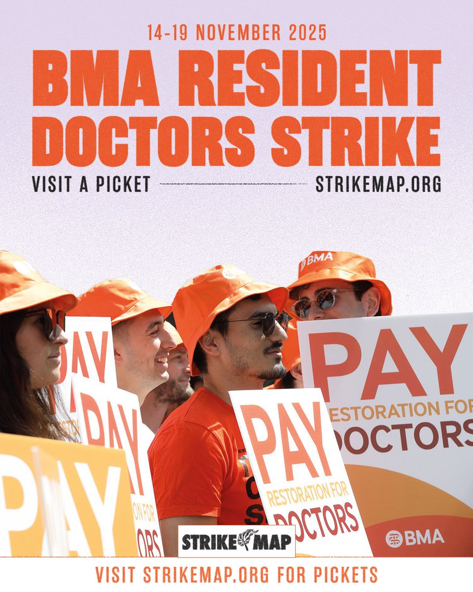 strike_map's tweet image. NEW 🚨 | BMA RESIDENT DOCTORS PICKETS 🩺

@TheBMA have sent over all the picket information for the next round of the @BMAResidents Strike.

🪧Find your nearest picket line here: bit.ly/BMAPicketsNov25

#StrikeMap