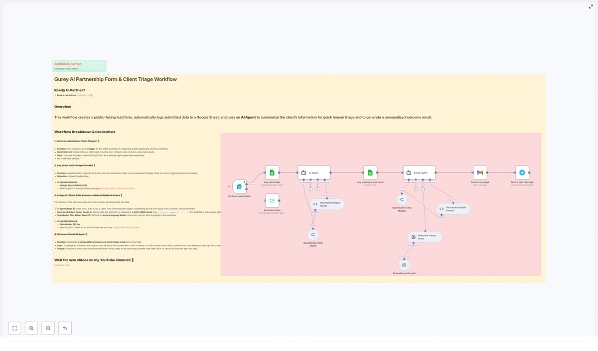 n8nbazar's tweet image. 🚀 Transform your business workflows with #n8n and cutting-edge #AI agents! Imagine auto-logging leads into Google Sheets, then instantly generating a personalized, AI-powered email ✉️ tailored to each client’s unique needs — all self-hosted with no-code ease 🌐. Combine #GPT4,…