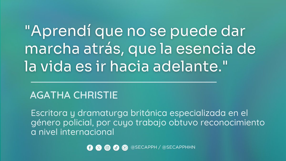 SECAPPH's tweet image. #SECAPPHHOY ✨ Lavida es un camino sin retroceso. ¡Siempre hacia adelante! ✨

​Una joya de Agatha Christie para recordarnos la esencia de avanzar.

​#AgathaChristie #SECAPPH #FraseDelDia