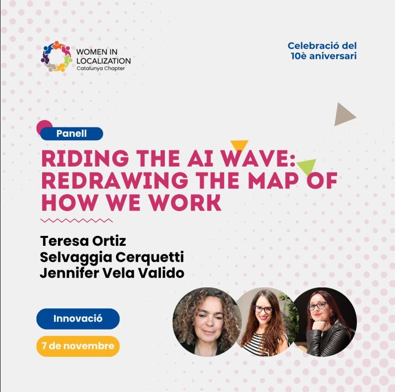 🎉 Esta tarde asistiré al 10º aniversario de Women in Localization Catalunya

Jornada de charlas interesantes y buen ambiente

¡Además habrá un quiz con premio sorpresa! 🎁

¡Nos vemos allí!