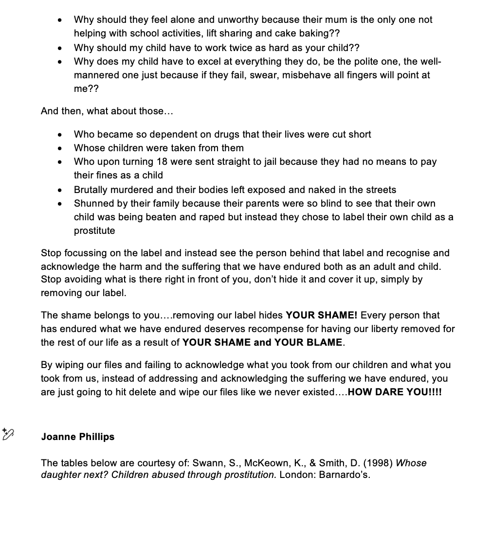 AGirlWorthMore's tweet image. My response to removing my convictions...HOW DARE YOU!! @jessphillips @SarahChampionMP @HWistrich @bindelj @KemiBadenoch @MaggieOliverUK @UKAntiSlavery #CSE #inquiry #grooming