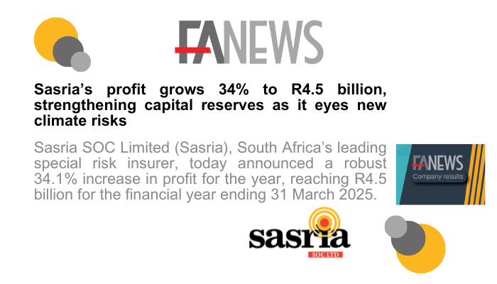 FAnews_Online's tweet photo. Sasria’s profit grows 34% to R4.5 billion, strengthening capital reserves as it eyes new climate risks https://t.co/tdVMymVBcf

@SasriaSOCLtd https://t.co/3VeIXXFQw9
