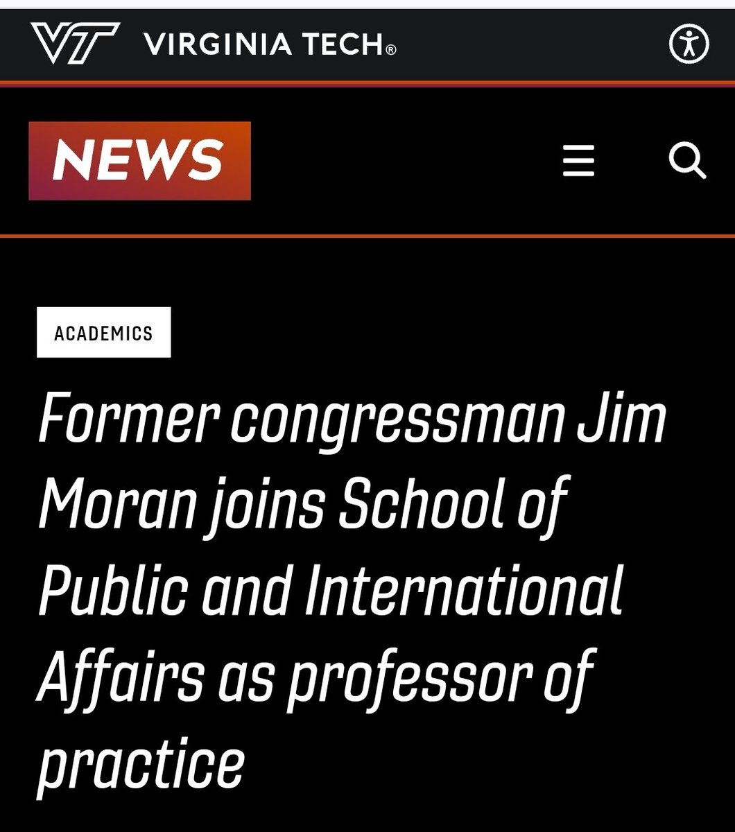The govt-to-lobby/corp. board pipeline is one of the most distortive factors in US public policy. Jim Moran's lobbying business builds on his 24yr DC role. He's also been appointed Practice professor in @VirginiaTech, enabling him to pass the poison down to the next generation.