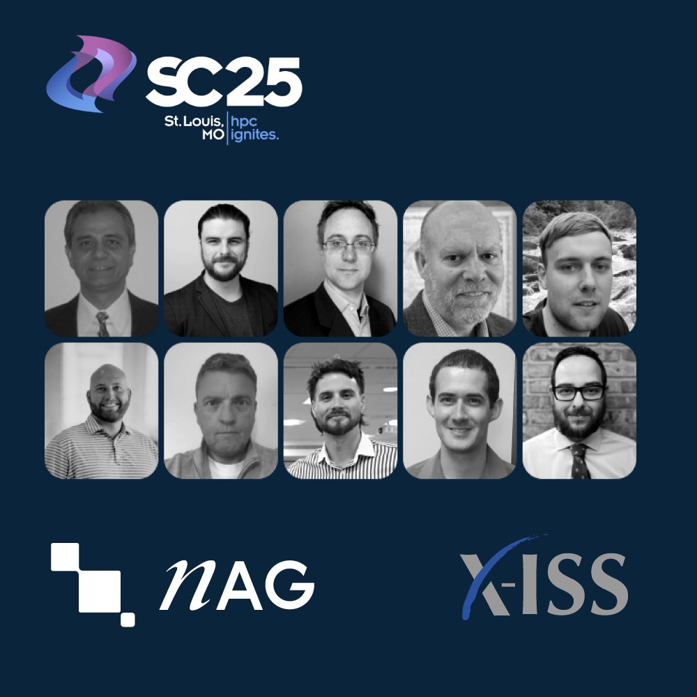 NAGTalk's tweet photo. The SC25 countdown clock is ticking! For us the best part of #SC25 is connecting with people. The teams from nAG and X-ISS (and BioTeam) will be there to share how we’ve helped customers #design, #deploy, and #manage #cloud, hybrid, and on premise #HPC systems with confidence. https://t.co/pEx7YogAuP