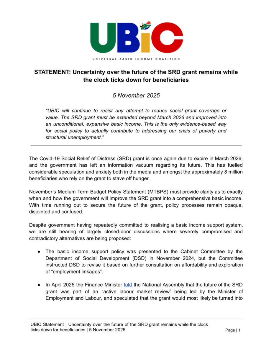 Universal Basic Income Coalition (UBIC) tweet media