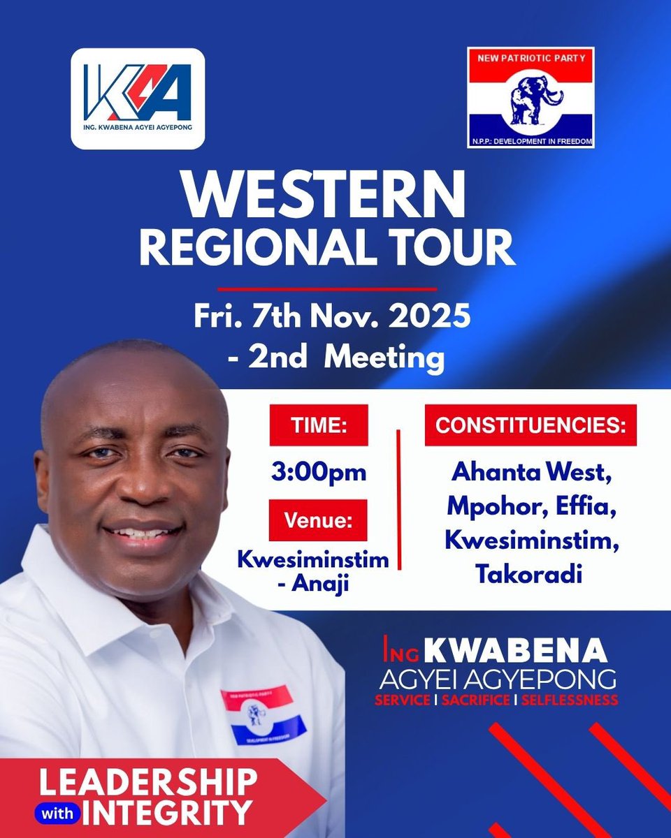 The message of #GoingBackToOurRoots  still continues!

Today, we begin the Western Regional Unity Dialogue Tour — engaging party faithfuls and listening to the voices that shape our great party and country.

#UnityDialogueTour #KAA2028
#KAANewdawn