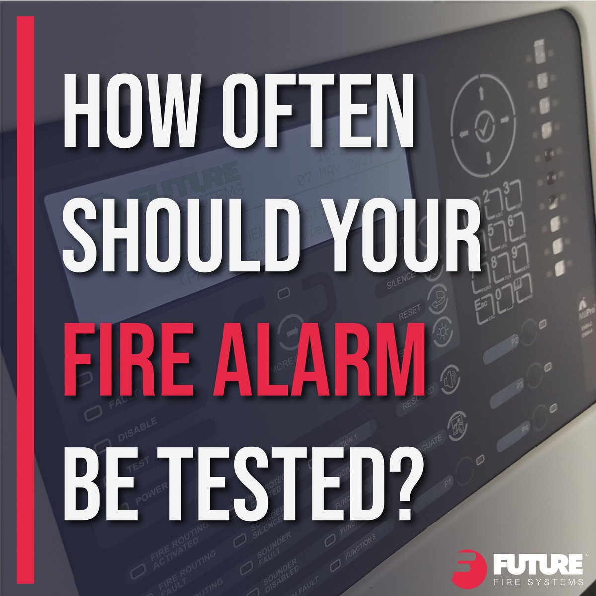How often should your fire alarm be tested? 🔔
Regular testing isn’t just best practice — it’s the law.
Stay compliant, stay safe.
Future Fire Systems helps you meet BS 5839 standards with scheduled inspections &amp; certification.