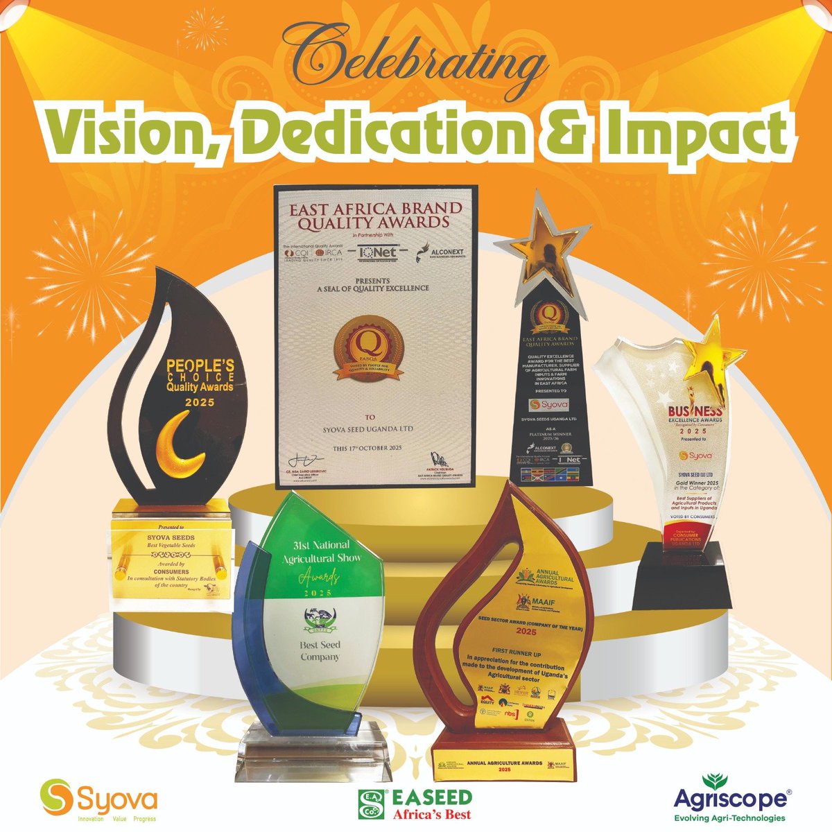 climaxmgt09's tweet photo. Excellence Grown, Impact Proven! 🌾✨

@a_syova  Seed Uganda Limited celebrates multiple wins this season — from Best Seed Company to East Africa’s Platinum Brand Award! https://t.co/0WsjWbbxgS