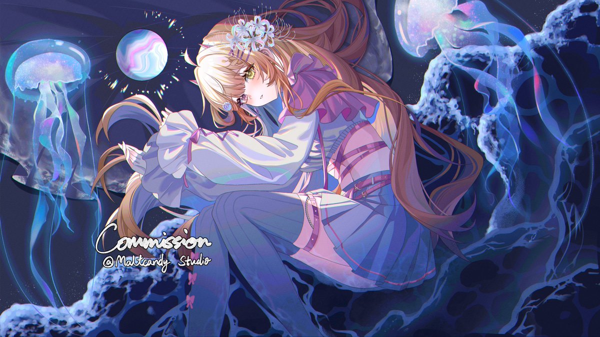 【委托更新】
为NaGi的翻唱《我用什么把你留住》画的曲绘！
NaGi的版本唱得轻，可那种轻像是在梦里呼喊，
有点悲伤，又触碰到人心最脆弱的角落。
为了表达那种寂静探索生命的感觉，所以把NaGi画着躺在了夜晚的沙滩上。希望大家会喜欢！
#nagiarte