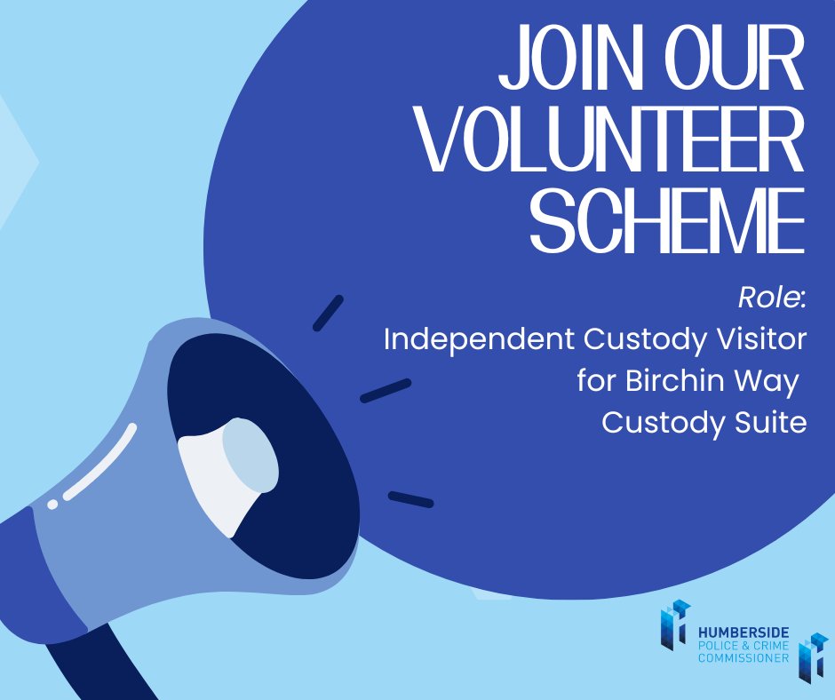 We are looking for individuals to join our South Bank Independent Custody Visiting Scheme.

ICVs will visit Birchin Way Custody Suite to check on the conditions in which detainees are held.

To express an interest in joining the scheme, please visit ow.ly/AXkE50XogAx