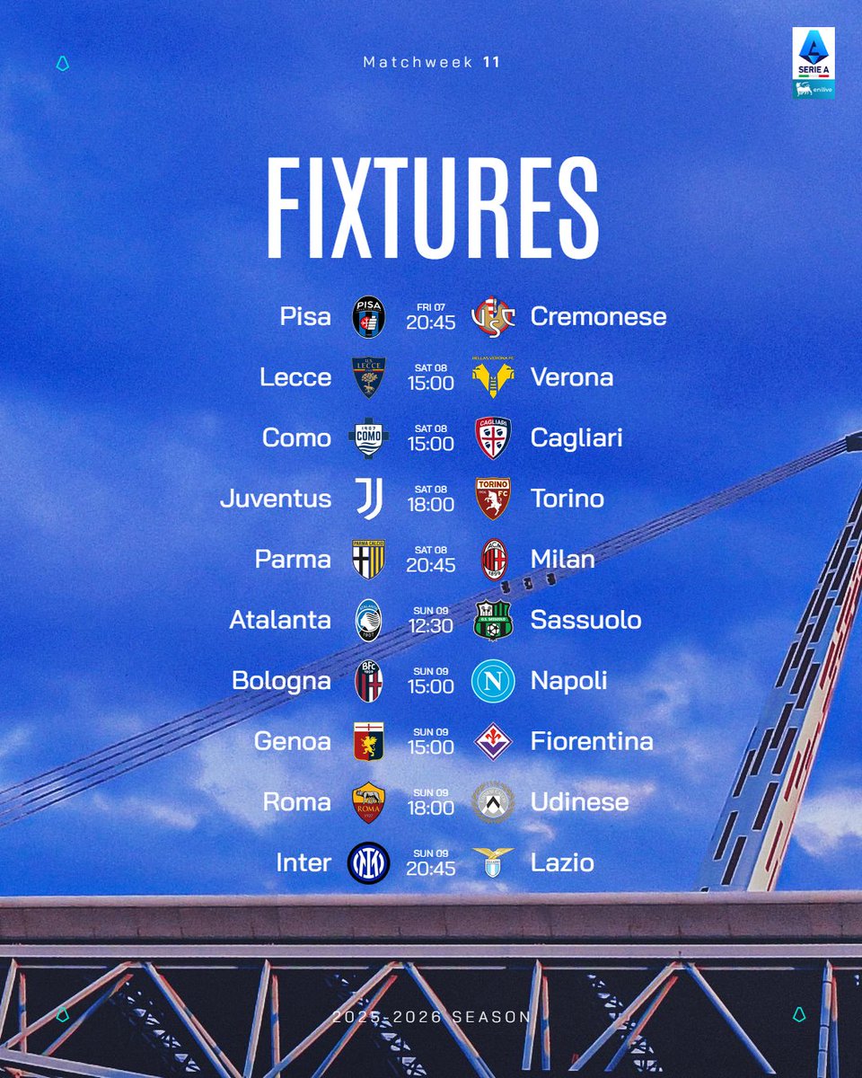 SerieA's tweet image. Matchweek 11 🔓🍿