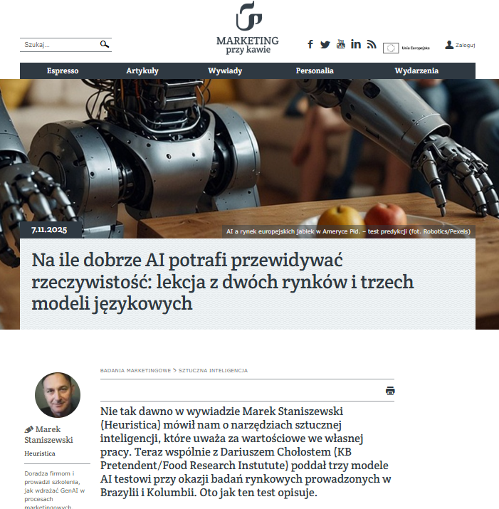 staniszewski's tweet photo. Na ile dobrze AI potrafi przewidywać wyniki badań rynkowych?
Czyli lekcja z dwóch rynków i trzech modeli językowych...
Zapraszamy do lektury:
https://t.co/3gBiPBAIHZ https://t.co/nLWTEyLWLc