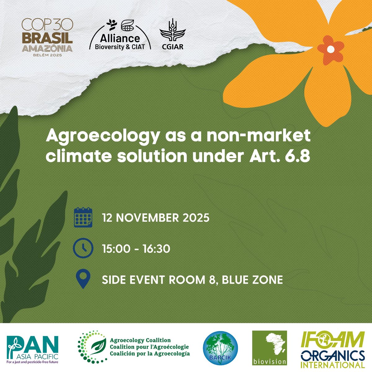 BiovIntCIAT_eng's tweet image. 🌱🤝 At #COP30, we’re highlighting non-market approaches and governance solutions that support climate action:
📅 12 Nov | Agroecology as a Non-Market Climate Solution
📅 13 Nov | Public Policies for Climate, Nutrition &amp;amp; Agroecology
👉 Full agenda: allbiociat.org/43LGvC0