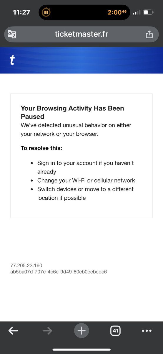 kayzen_xx's tweet image. Non mais je suis fou je crois sur mon tel sa bug et sa me met vente réserver au fan sélectionné et la sur pc sa m’affiche meme pas les prix les places sa me met de crée une alerte pour le mise en vente @TicketmasterFR @jul  #jul #Ticketmaster