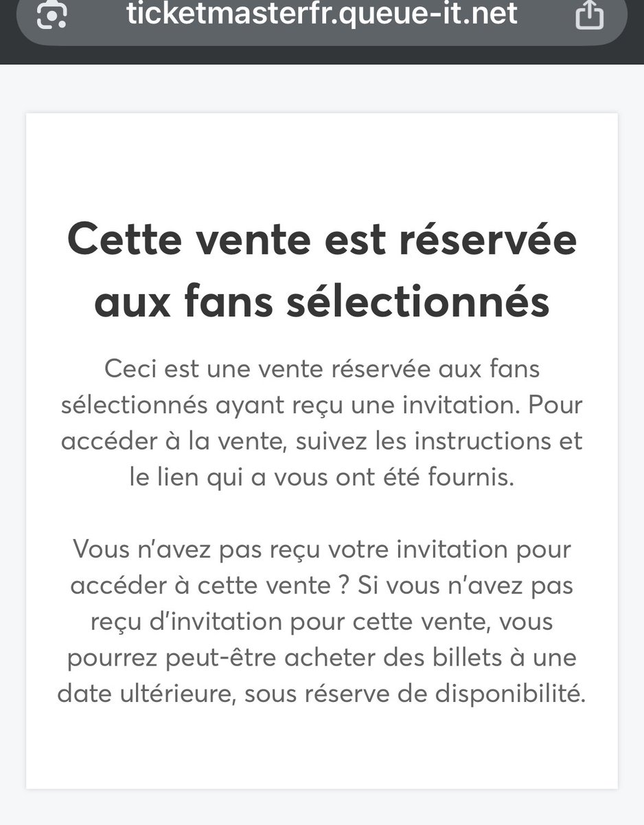 kayzen_xx's tweet image. Non mais je suis fou je crois sur mon tel sa bug et sa me met vente réserver au fan sélectionné et la sur pc sa m’affiche meme pas les prix les places sa me met de crée une alerte pour le mise en vente @TicketmasterFR @jul  #jul #Ticketmaster