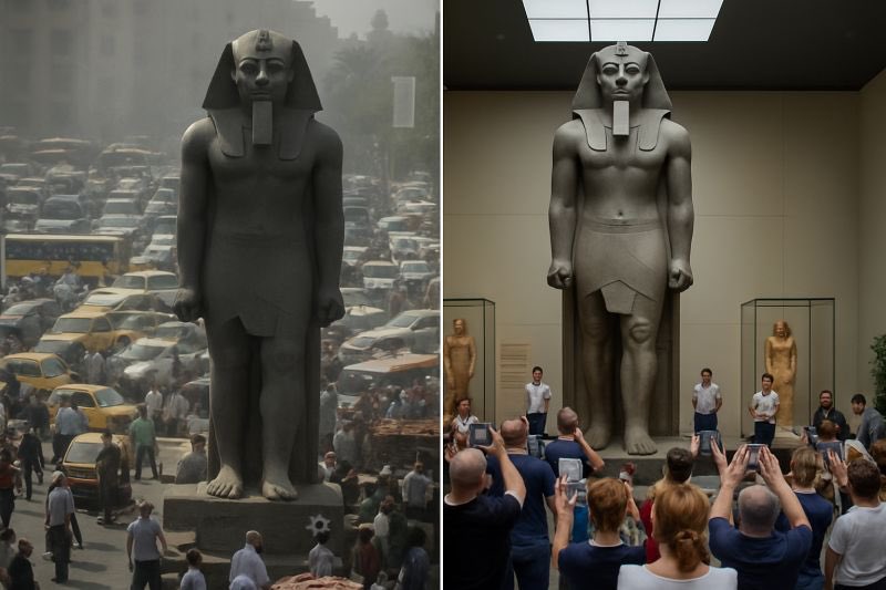 #اجمل_ماوصلني:
بعد افتتاح #متحف_مصر_الكبير، في درس عظيم لازم نستوعبه تماماً.
تمثال رمسيس الثاني اللي اليوم كل العالم منبهر فيه ويتسابقون يشوفونه، كان قبل كم سنة مرمي وسط ميدان مزدحم، حوله فوضى ومتسولين، ما كان أحد يوقف عنده، ولا أحد يقدّر قيمته الحقيقية.
لكن يوم تغيّر مكانه،