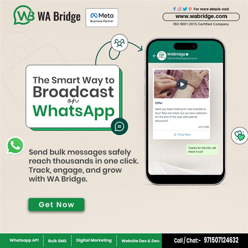 wabridge_uae's tweet image. Broadcast smarter, not harder.
Automate your WhatsApp campaigns with WA Bridge 💼

👉 Book Your Free Demo Today!
📞 Call / Chat: +971507124632
🌐 Visit: wabridge.com

#WhatsAppBusinessAPI #CustomerEngagement #BusinessGrowthIndia #DigitalIndia #IndianStartup